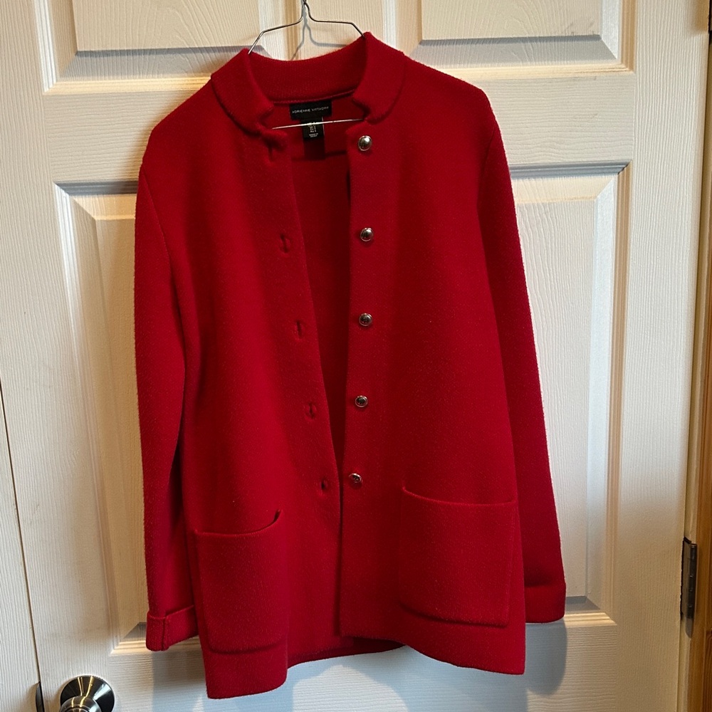 Adrienne Vittadini Elegant Women's Red Vintage Button Down Sweater Cardin